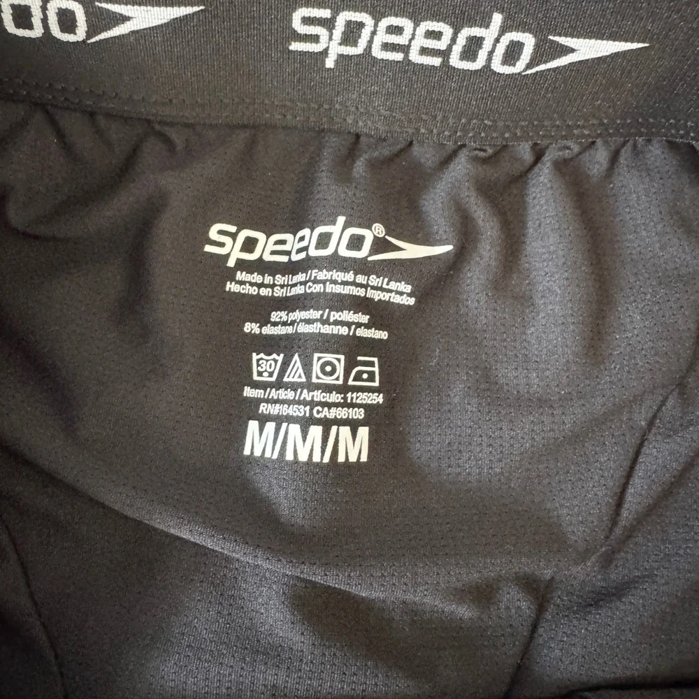 Speedo Men's Swim Trunks M Floral Black Aqua‎ Blue Board Shorts Quick Dry